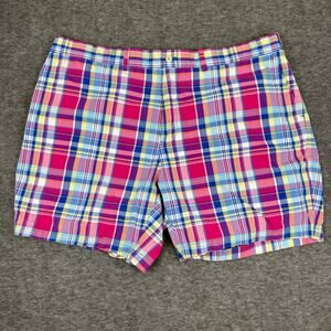 Polo Golf Men's Links Fit Madras Flat Front Shorts size 42